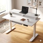 TRADITIONAL CRAFT Electric Height Adjustable Standing Desk with Cable Tray, Ergonomic Sit Stand Home Office Desk, Motorized Table