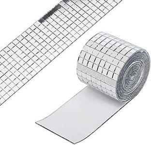 1464Pcs/1Roll Self-Adhesive Mosaic Wall Stickers DIY Glass Mirror Mosaic Tiles Sticker Mini Square Glass for Home Decorative Craft DIY Accessories, 5 x 5 mm (Silver)