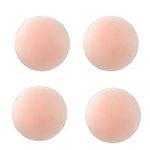 Qiuyan 2 Pairs Silicone Nipple Covers Pasties Invisible Reusable Adhesive for Party Dress - Round