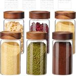 FavorFlavor Glass Kitchen Canisters Glass Pantry Storage Jars with Acacia Airtight Lid (22OZ-6pcs)