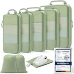 Compression Packing Cubes for Suitcases, Ultralight 8 Set Packing Cubes for Backpack Waterproof Luggage Packing Organizers Expandable for Travel Accessories and Essentials-Matcha Green