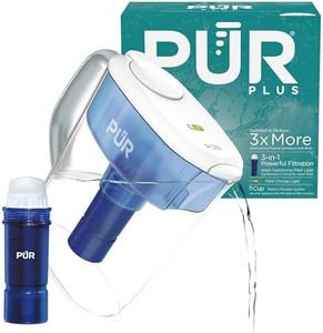 PUR PLUS 11-Cup Water Filter Pitcher with 1 Lead-Reducing PUR Plus Filter, Dishwasher Safe, Powerful Filtration, Filter Change Indicator Light, White, PPT111W