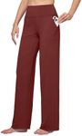 Willit Women's Yoga Pants Wide Leg Pants Stretch Dress Pants Work Casual Pants with Pockets High Waist 28" Wine Red M