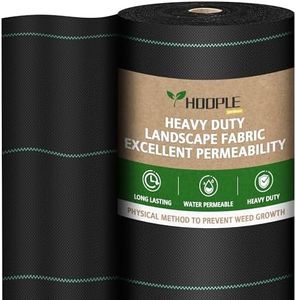 HOOPLE Landscape Fabric, Premium Pro Garden Fabric for Flower Bed, Yard, 4 x 150 Foot, PP Material, Heavy Duty Ground Cover with Green Guide Strip Helps Align Plants, Ultra Thick (Black)