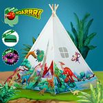 Kids Teepee Tent with Cotton Play Mat+ Star Lights + Dinosaur Roar Buttom, Teepee Tent for Kids Toys for Boys and Girls Portable Children Playhouse Kids Play Tent for Indoor & Outdoor Use (Dinosaur)
