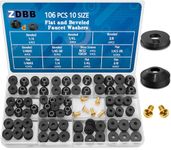 ZDBB 106 pcs Flat and Beveled Tap Washers and Brass Bibb Screws Assortment for Use with Assorted Quick-Opening Style Faucets Stem Worn Out Valve Washer Replacements Black