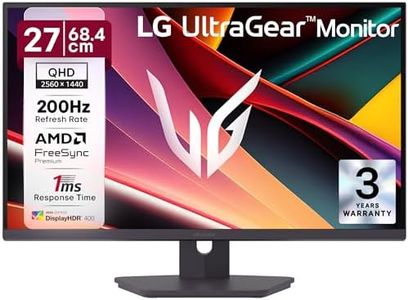 LG 27G610A 68.4 cm (27 Inch) Ultragear QHD (2560x1440) IPS Gaming Monitor, 1ms (GtG), 200Hz, sRGB 99%(Typ.), Anti-Glare, HDR10, AMD FreeSync™, DP, HDMI X 2, Tilt/Swivel/Height/Pivot Adjustable(Black)