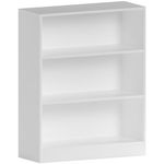 Vida Designs Cambridge 3 Tier Low Bookcase, White Wooden Shelving Display Storage Unit Office Living Room Furniture