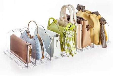 AENTGIU Adjustable Purse Organizer for Closet, Clear Shelf Dividers for Handbag Storage, Transparent Shelf Organizer for Closet Organizers and Storage, Bedroom, Bookshelf(Keep Bags Upright)