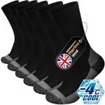 kaciixaa Merino Wool Hiking Socks for Men Women, Cushioned Anti Blister Performance Walking Socks 3 Pairs(Black,9-12)