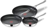 Jamie Oliver by T-fal Cooks Direct, Stainless Steel Non-Stick Frying Pan 3 Pcs Set (20/24/28cm) (8/9/11 Inches) with Induction