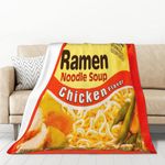 Instant Ramen Noodle Soup Chicken Ramen Noodles Beef Flavor Noodle Soup Throw Blanket Fuzzy Plush Fleece Instant Noodle Blankets Soft Cozy Microfiber Flannel Blanket for Couch Sofa Bed Decor Travel