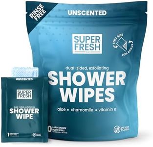 Super Fresh FunkBlock Shower Wipes - Large Body Wipes for Hygiene, Camping Wipes, Gym & Travel. No Rinse Bathing Wipes with Aloe & Vitamin E. Unscented. Bag of (10) Individually Wrapped Wipes
