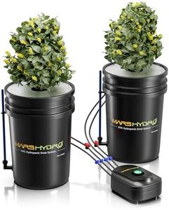 Mars Hydro DWC Hydroponics Grow System 5 Gallon Deep Water Culture with 8W Air Pump, Multi-Purpose Air Hose, Air Stone, 2 Buckets and Top Drip Kit