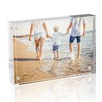TWING Picture Frame, 8x10 Acrylic Photo Frames Horizontal Magnet Double Sided Photo Frame with Microfiber Cloth,12 + 12MM Thickness Clear Picture Frame Desktop Display