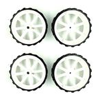 INVENTO 4pcs 110mm x 40mm Plastic Robotic Wheel Durable Rubber White Tire Wheel with metal collet for DC Geared Motor RC Car Robot