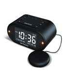 Riptunes Loud Alarm Clock with Bed Shaker for Heavy Sleepers for Bedroom, Dual Alarm w/Weekday & Weekend Settings, Full Range Dimmer 0-100%, USB Charging Port, Snooze Button, Easy Set UP Black