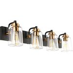 SOLFART Black and Gold Farmhouse Vanity Lighting Fixtures for Bathroom, Oil Rubbed Bronze Wall Lamp Sconce 4 Lights