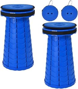 FXKS 2 Pack Upgraded Collapsible Stools Folding Stool with Cushion,Retractable Folding Stool Max Load Capacity 400lbs, Portable Telescoping Stools for Camping Hiking Outdoor BBQ Fishing-Dark Blue