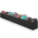 Modern Rectangle Planter Box - 32" Metal Planter Ideal as a Long Succulent Planter | Rectangular Planter Box for Table or Window Sill Planters Indoor | Trough Planter for Indoor Window Planter | Black