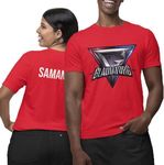 SMARTYPANTS Personalised Gladiator Name T-Shirt Top Tee - Adults Kids 90's TV Show Viper Apollo Giant Steel Diamond Dynamite Sabre Battle Present Gift (7-8 Years, Red)