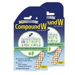 Compound W One Step Wart Remover Strips for Kids, 10 Medicated Strips for Wart Removal, 2 Pack