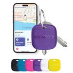 Boompods Boomtag Rechargeable Tracker Tag, Item Finders - Smart Bluetooth Tracker Devices, Luggage Tracker for Suitcases, Children, Pet, Wallet - Key Finder Compatible with Apple Find My App - Purple