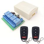 DieseRC DC 12V 24V 4CH Wireless Remote Control Switch DC 6-30V 10A 4-Channels 433Mhz Radio Frequency Relay Receiver with 2 RF Transmitters for Lights Garage Door Motor Awning