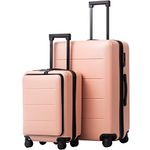 COOLIFE Luggage Suitcase Piece Set Carry On ABS+PC Spinner Trolley with Pocket Compartment Weekend Bag (Sakura Pink, 2-Piece Set)