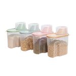 Youyijia 4PCS Cereal Storage Containers 1.9L Airtight Food Storage Container with Spout for Kitchen Plastic Dry Food Dispenser Containers with Measuring Cup for Cereals Rice Pet Food Dry Food