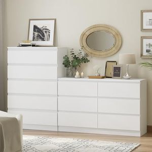 Merryluk Chest of Drawers 11 Drawer White Tallboy Dresser for Bedroom, 6 Dresser 5 Dresser White Dresser, Modern Bedroom Dresser Wood Storage Dressers & Chests of Drawers for Closet, Bedroom, Hallway