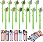 24 Pcs Cute Sloth Pens Sticky Notes Set for Women, 12 Pads Animal Notepads Page Flags Index Tabs and 12 Pcs Cute Animal Print Pen for Sloth Lovers Kids Office School Friends Gifts Lazy Day