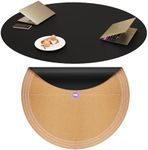 Vyaaa PU Leather & Cork Round Placemats, 42" Large Table Cloth, Cuttable Table Cover, Round Table Runner Protector, Suitable for 35"- 42" Dining Coffee Table(Black)