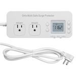 Refrigerator Surge Protector, Ortis Double Outlet RV Appliance Surge Protector with Time Delay & Real-Time Electricity Usage Monitor, Protects All Voltage Abnormalities, White