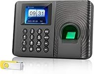 Elebinke Clocking in Machine Fingerprint Password Attendance Machine Checking-in Recorder Time Clock For Employees Small Business（With 8GB flash drive）