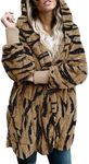 Dokotoo Womens Fashion Oversized Chunky Ladies Fuzzy Winter Fall Open Front Plus Size Long Sleeve Fluffy Hoodies Fleece Cardigan Sweater Jacket Coat Outerwear Khaki Large