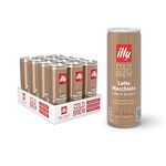 illy Cold Brew Coffee, Latte Macchiato, Ready to Drink Can, Iced Coffee, No Added Sugar, 250ml x 12