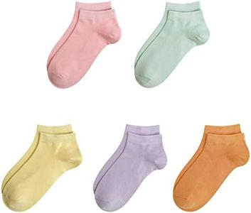 SERISIMPLE Viscose Bamboo School Socks Ankle Super Soft Kids Socks Stretch Cuffs Athletic Socks Odor Resistant Anti-odor 5 Pairs (Medium, Assorted3)