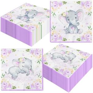 40Pcs Lilac Elephant Baby Shower Napkins for Girl Baby Elephant Napkins Girl Baby Shower Tableware Girl Baby Girl Shower Napkins Gender Reveal Napkins Girl Elephant Baby Shower Decorations