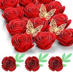 Mverse 18 Pcs Small Paper Flowers Rose for Crafts, Graduation Cap, Shadow Box Decoration