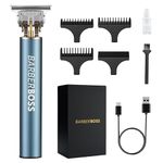 Barberboss Beard Trimmer Men Cordless Hair Clippers Men: Men Haircut Clippers, Precision Hair Trimmer Men Detail Trimmer (Metal Blue)