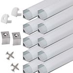 StarlandLed 10-Pack 6.6FT/2 Meter LED Aluminum Channel V-Shape, LED Profile with End Caps and Mounting Clips for LED Strip Light Mounting