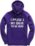 I Paused My Game to Be Here Gaming Gamer Unisex Kids Boys Girls Hoodie Gaming Jumper, Purple, 12-13 Years