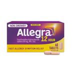 Allegra 12 Hour Allergy Medication, Non Drowsy, Fast, Multi-Symptom Allergy Relief Medicine for Sneezing, Runny Nose, Itchy/Watery Eyes, Throat or Palate, Fexofenadine Hydrochloride 60 mg, 40 Tablets