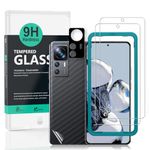 Ibywind Screen Protector For Xiaomi 12T Pro 5G(6.67 Inches),with 2Pcs Tempered Glass,1Pc Camera Lens Protector,1Pc Backing Carbon Fiber Film[Fingerprint Reader,Easy to install]