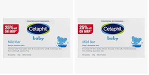 Cetaphil Baby Mild Cleansing Bar for Newborns & Babies 100 gm | With Shea Butter, Avocado Oil & Olive Oil | Gentle, Hypoallergenic, Pediatrician Recommended | Dry & Sensitive Skin (Pack of 2)