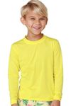 INGEAR Boys Rash Guard Long Sleeve -UPF 50+ Sun Protection Kids Swim Shirt Rashguard Boys Shirts for Swimming Boys Shirts, Yellow, Medium