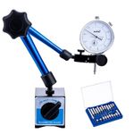 KATSU Dial Test Indicator with Magnetic Base Holder and 22 Pieces Indicator Points Set, DTI Gauge 0-10mm 0.01mm High Precision Measuring ToolKit 401118