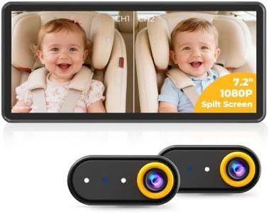 LUCKVIEW BM5PRO 7.2" 1080P HD Baby Car Camera for 2 Kids, Split Screen with IR Night Vision, Easy to Install & Adjust Brightness, Dual Car Camera Baby Monitor for Rear Seat Safety (Yellow)