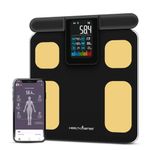 HealthSense Full Body Composition Monitor | 8 Electrode BMI Weight Machine for Body Weight | Digital Fat Analyzer Machine with USB Rechargeable, 28 Essential Measurement & 1 Year Warranty| BS 200